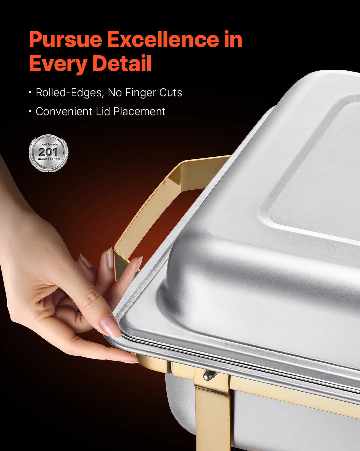 SucceBuy Stainless Steel Chafer Buffet Set With Pans Catering Warmer