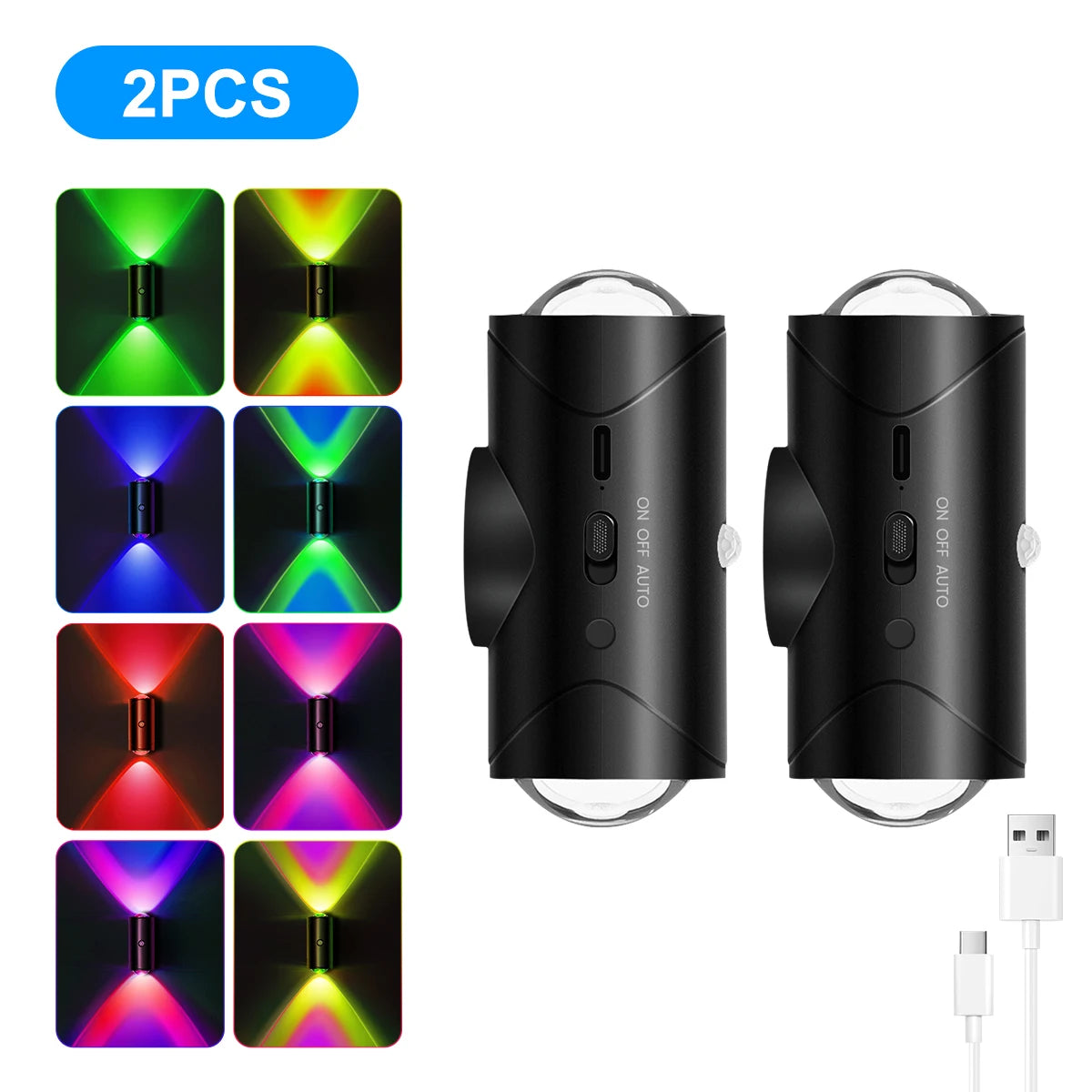 Aiopp LED Motion Sensor Wall Light Rechargeable Cordless With 8 Lighting Effects