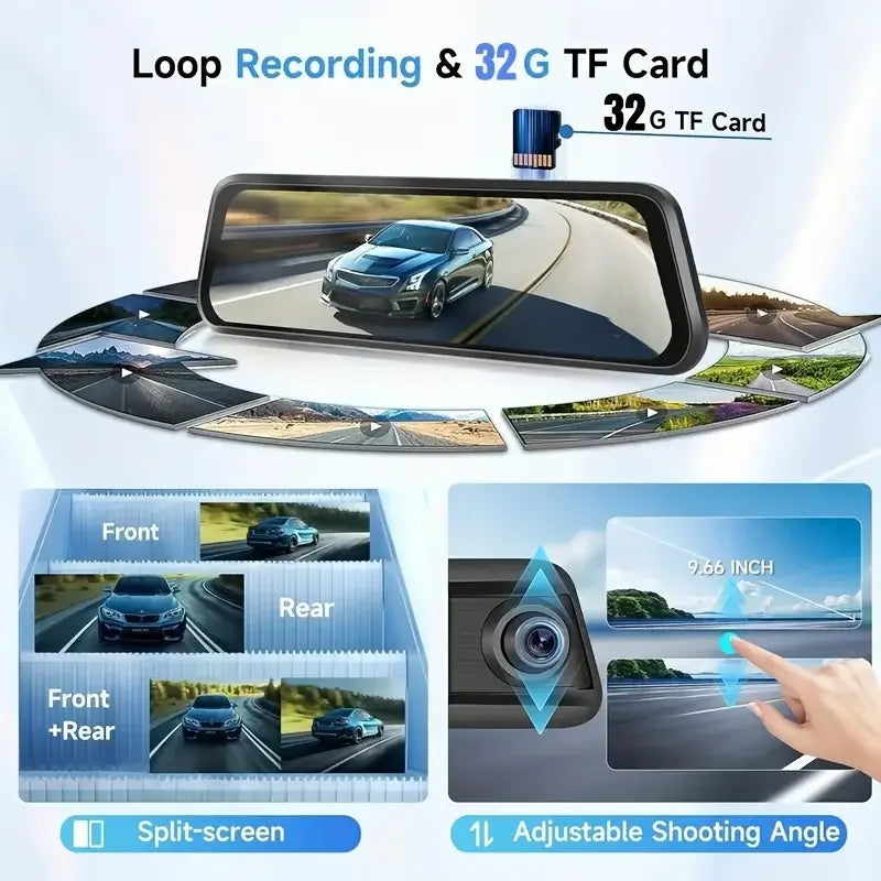 MUÜBAER IPS Mirror Dash Cam Front And Rear 4K Recording