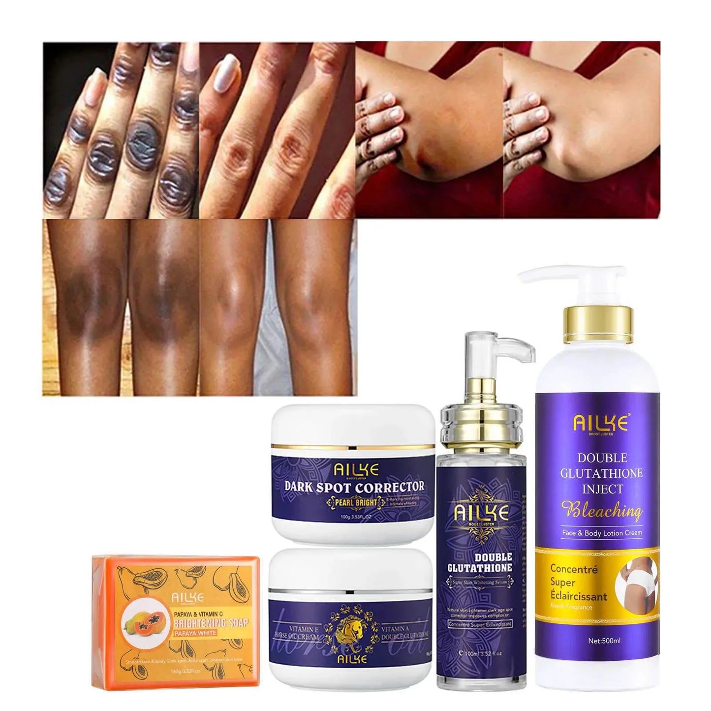 AILKE 5-In-1 Glutathione Skin Care Kit for Women Brightening