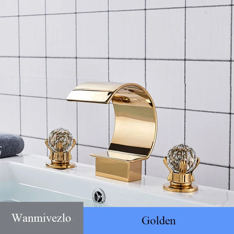 Wanmivezlo Waterfall Bathroom Basin Faucet Deck Mounted Dual Handle
