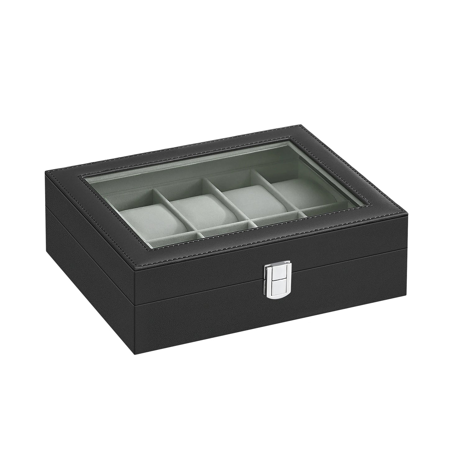 SONGMICS HOME Watch Storage Box 10 Slot Case Glass Lid