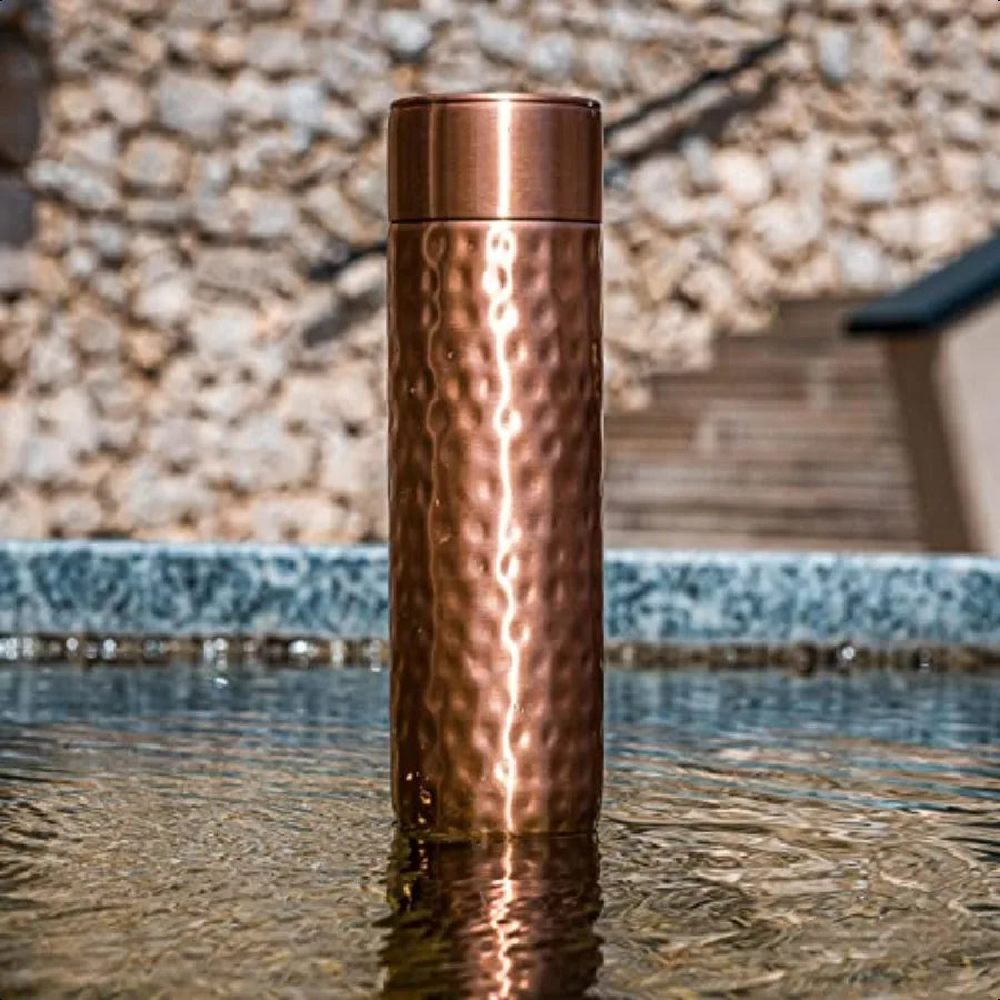 Hammered Copper Water Bottle For Ayurvedic Drinking Water
