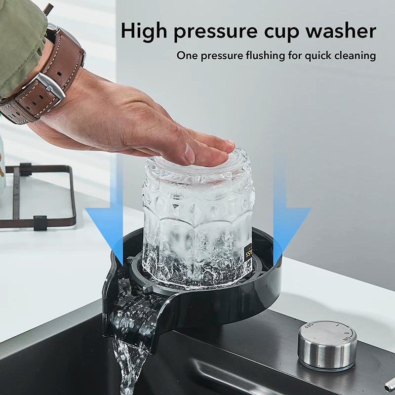 Shinesia 304 Stainless Steel Undermount Kitchen Sink With Waterfall Faucet