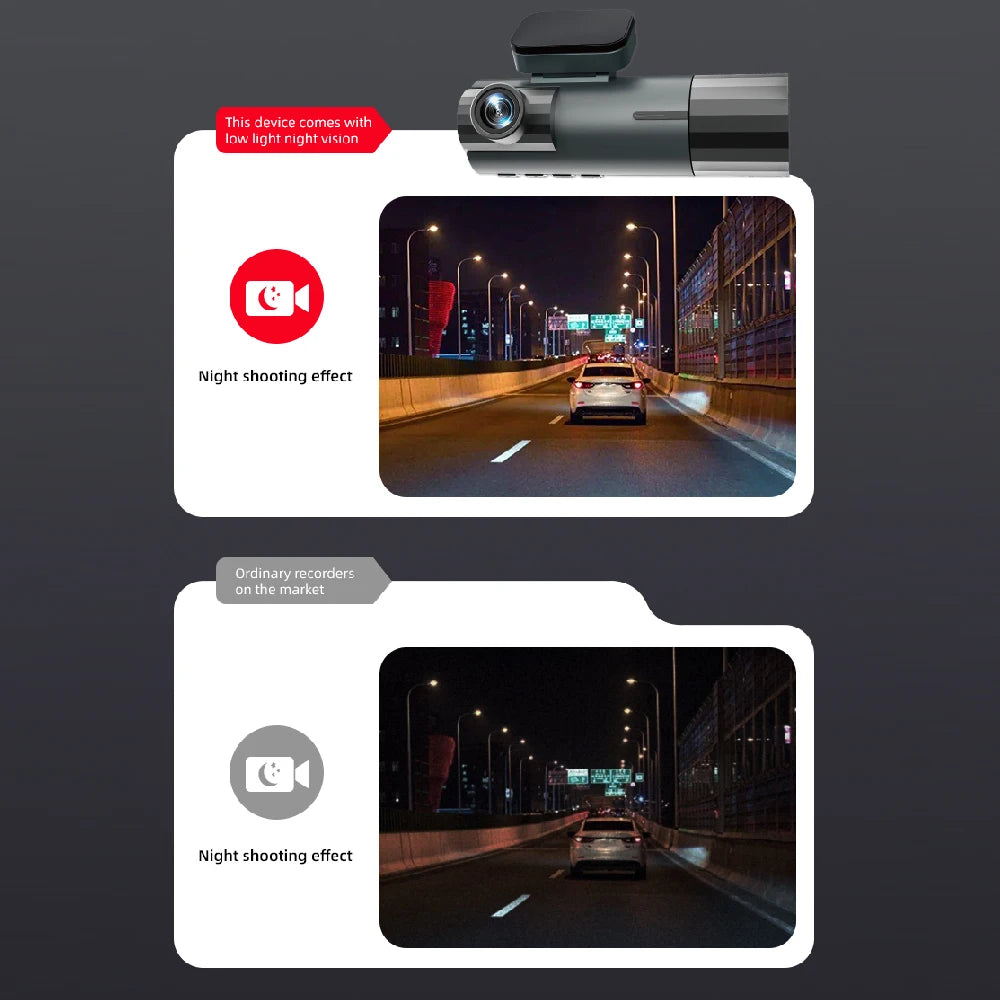 CAICYTO 1080P WiFi Car Dash Cam 3Way Front Inside Rear