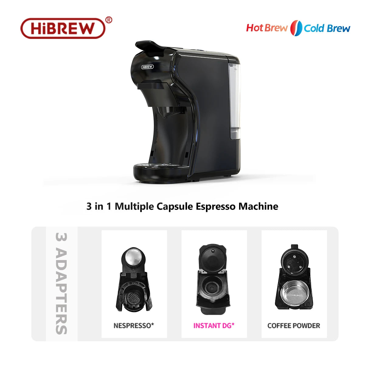 HiBREW Espresso Coffee Machine 19 Bar Capsule Pod Coffee Maker