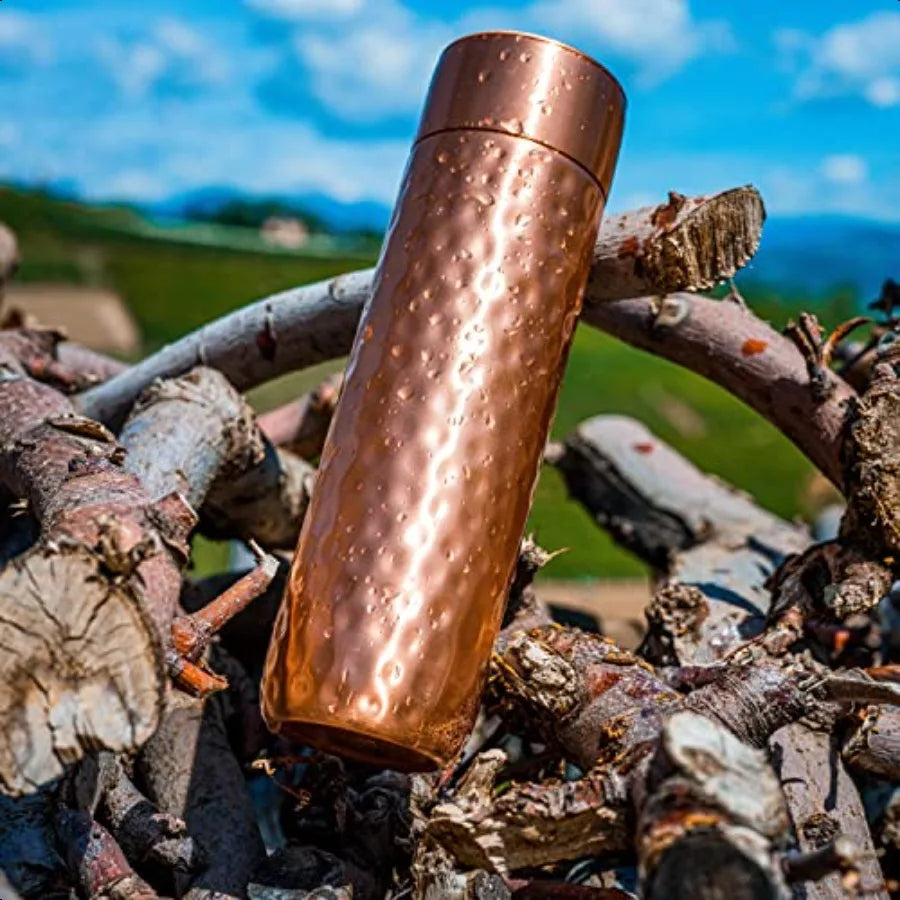 Hammered Copper Water Bottle For Ayurvedic Drinking Water