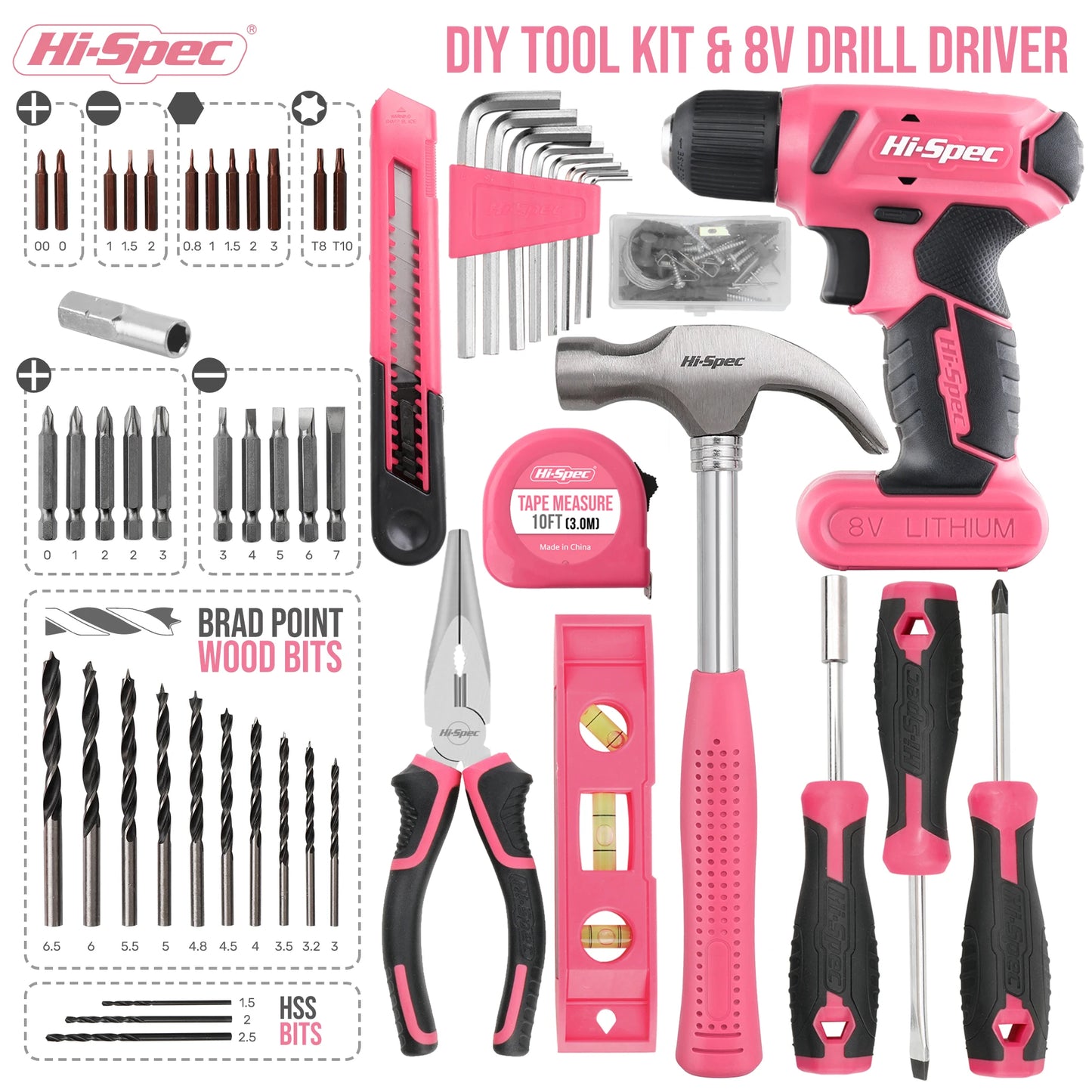 Hi-Spec 58pc USB Electric Drill Driver And Household Tool Kit