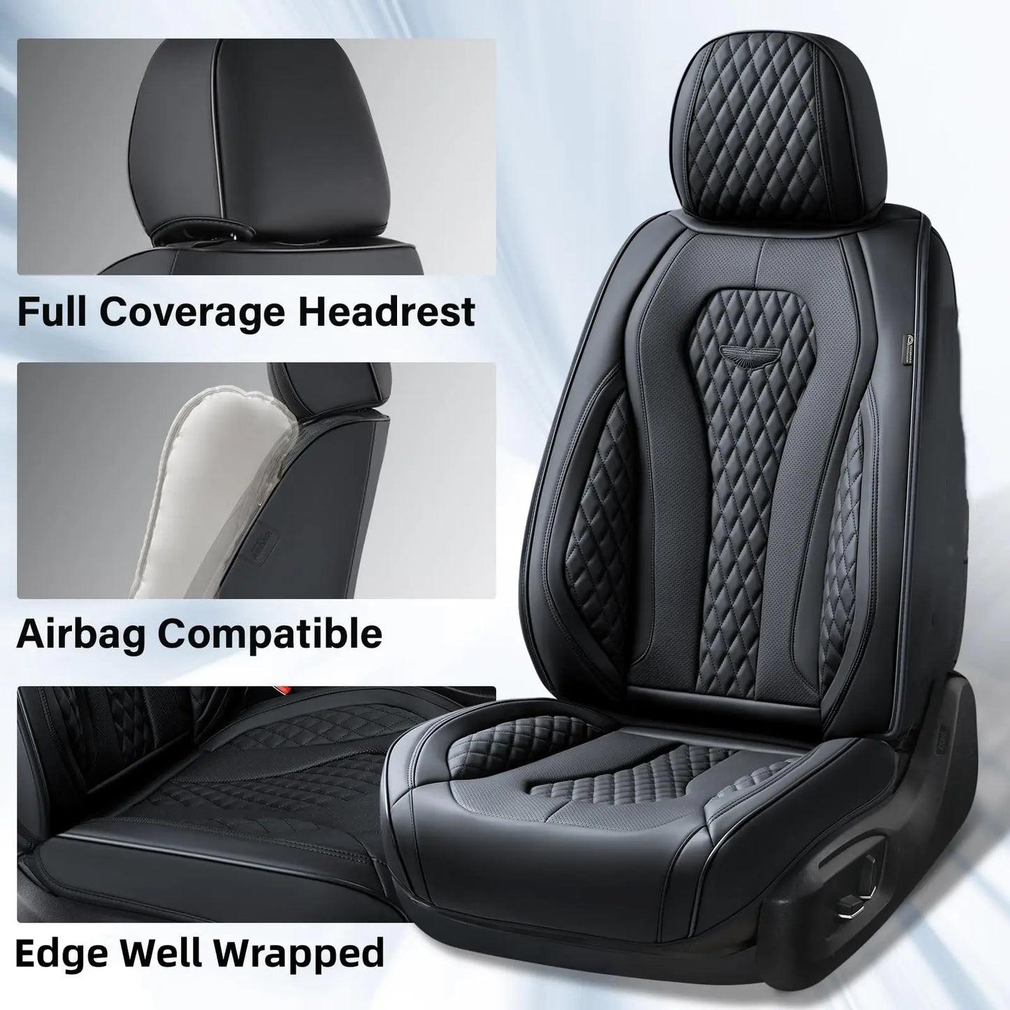 Leather Waterproof Car Seat Covers Full Set Fits Most Cars