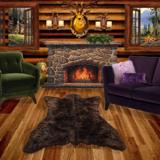 Luxurious Plush Faux Fur Bear Skin Rug For Cozy Living