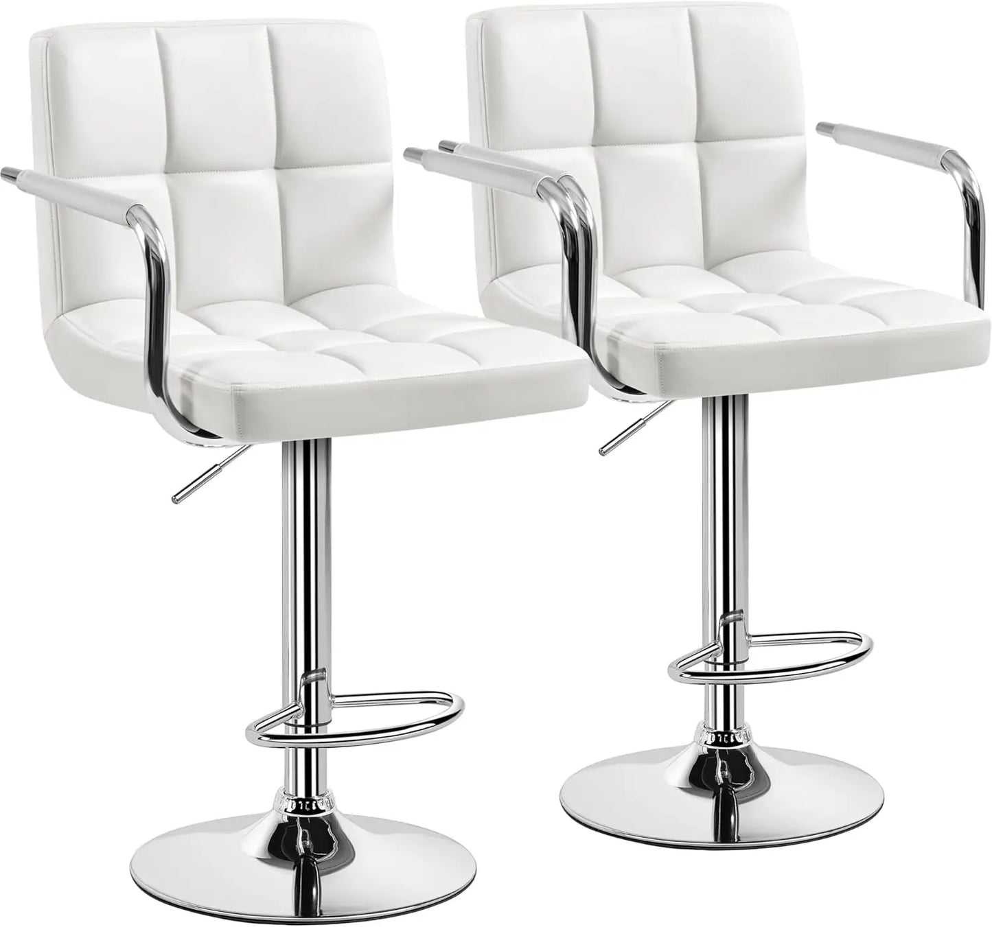 XMSJ Bar Stools Set Of 2 PU Leather Adjustable Swivel