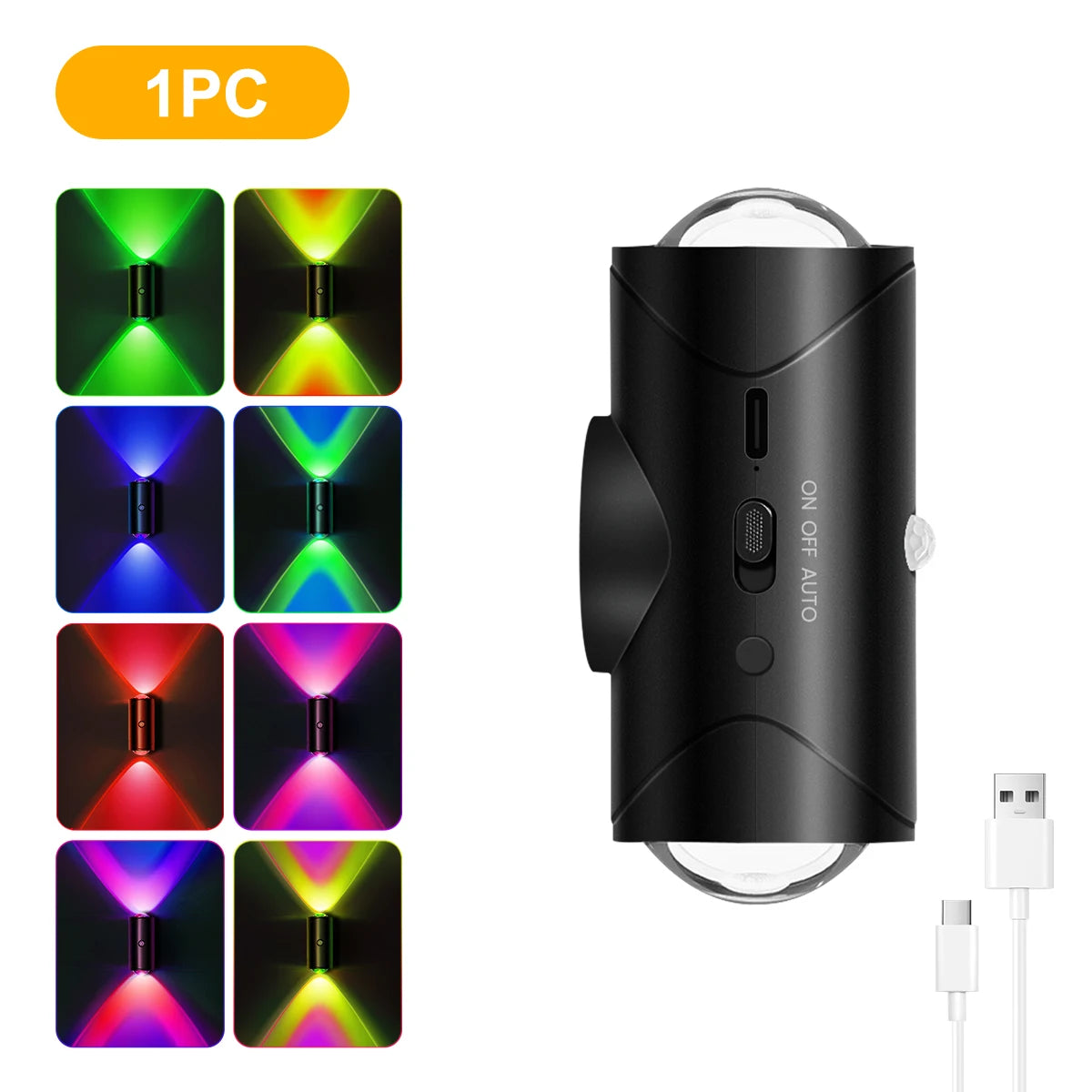 Aiopp LED Motion Sensor Wall Light Rechargeable Cordless With 8 Lighting Effects