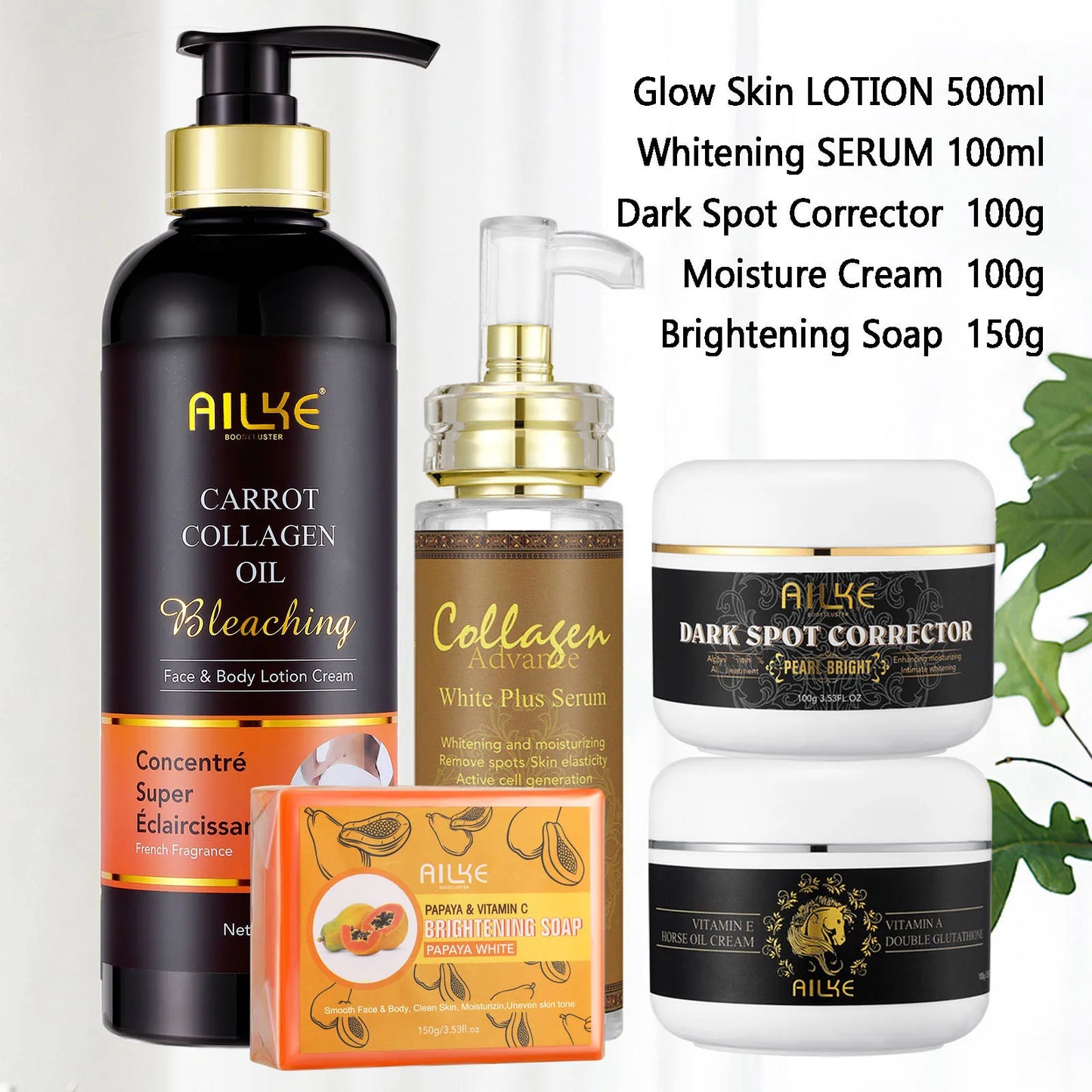 AILKE Collagen Whitening Kit Brightening Moisturizer And Dark Spot Corrector
