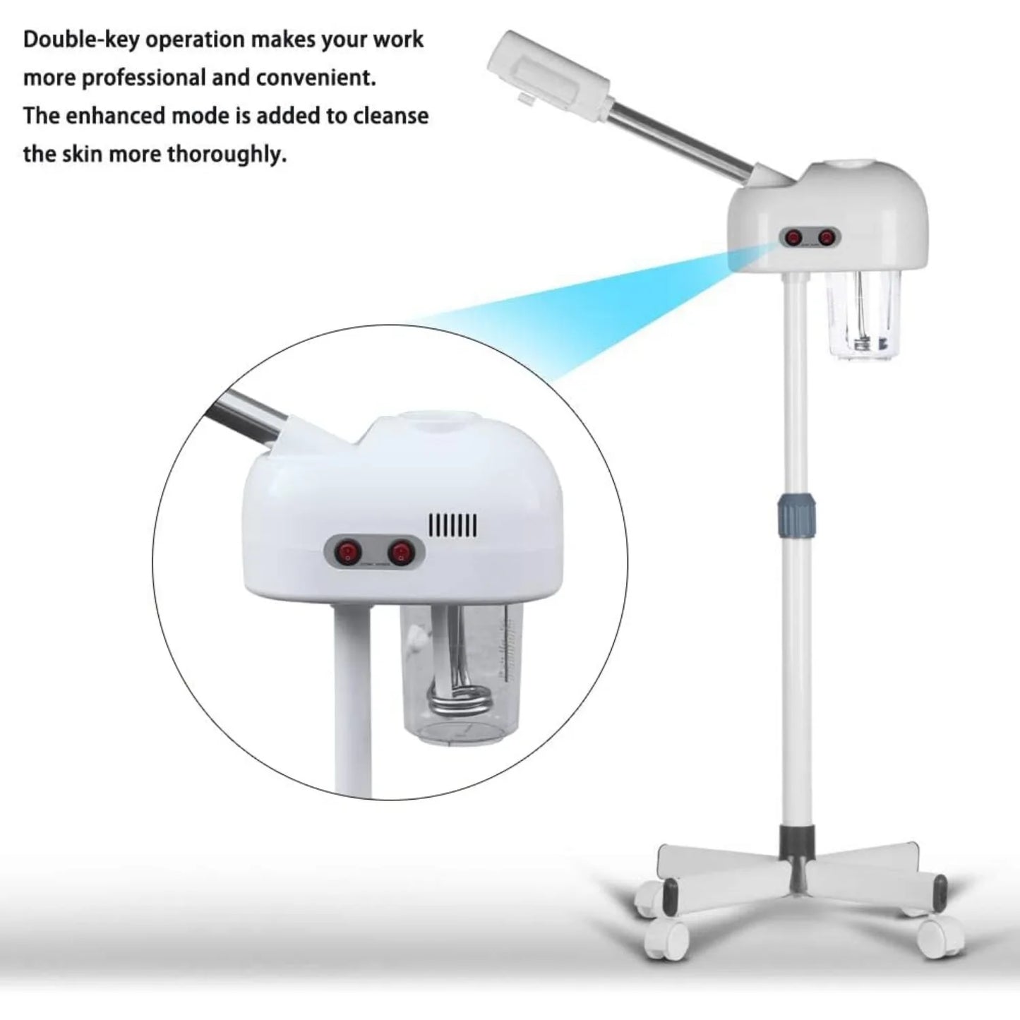 Bymaocar Professional Facial Steamer With 360 Degree Nozzle For Home