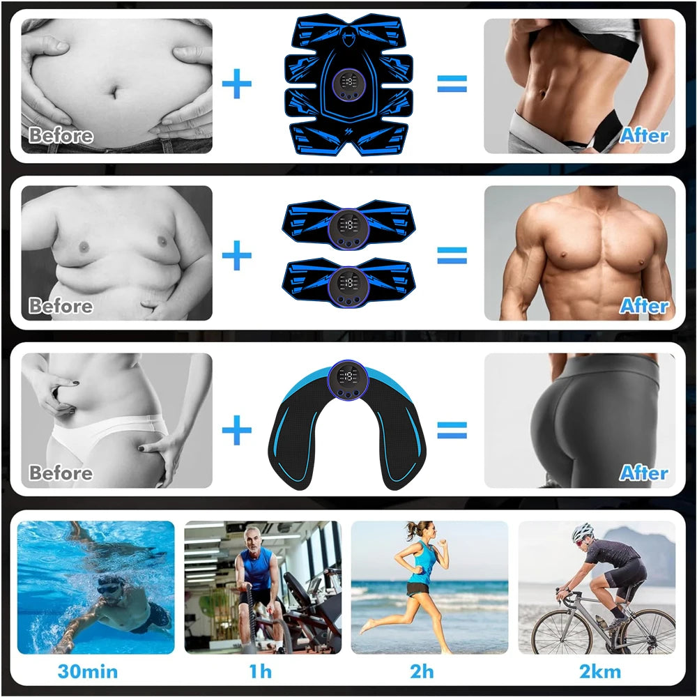 XMSJ EMS 8Pad Ab Trainer and Muscle Stimulator Vibration