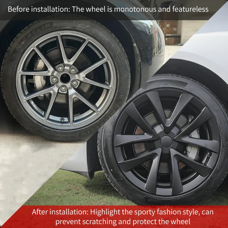 MOTENIO Tesla Model 3 Hubcaps Arachnid Wheel Covers 4 Piece
