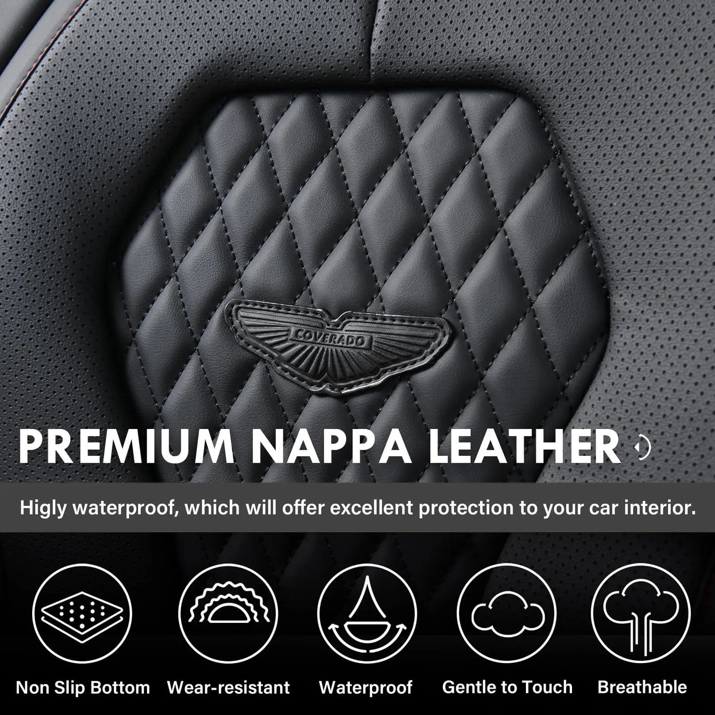 Leather Waterproof Car Seat Covers Full Set Fits Most Cars
