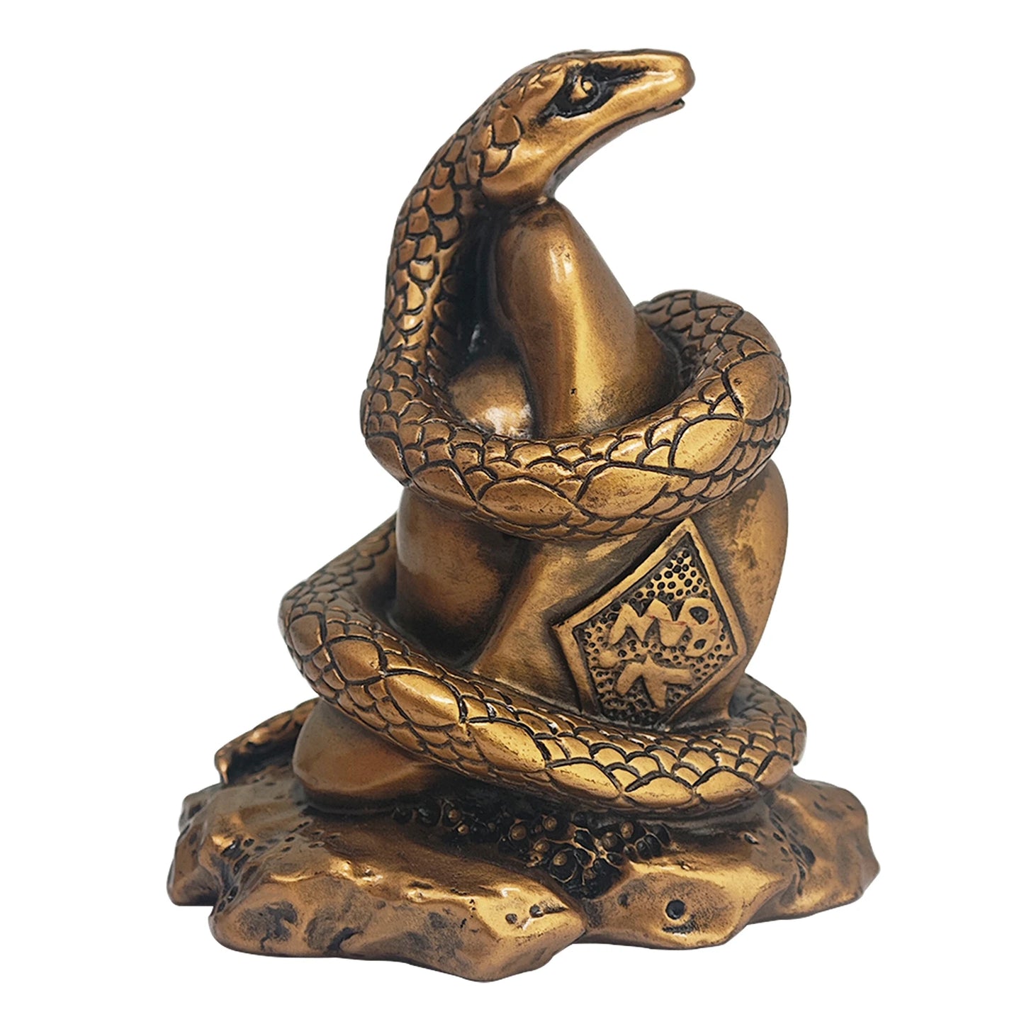 Feng Shui Chinese Zodiac Snake Embracing Gold Ingot Statue