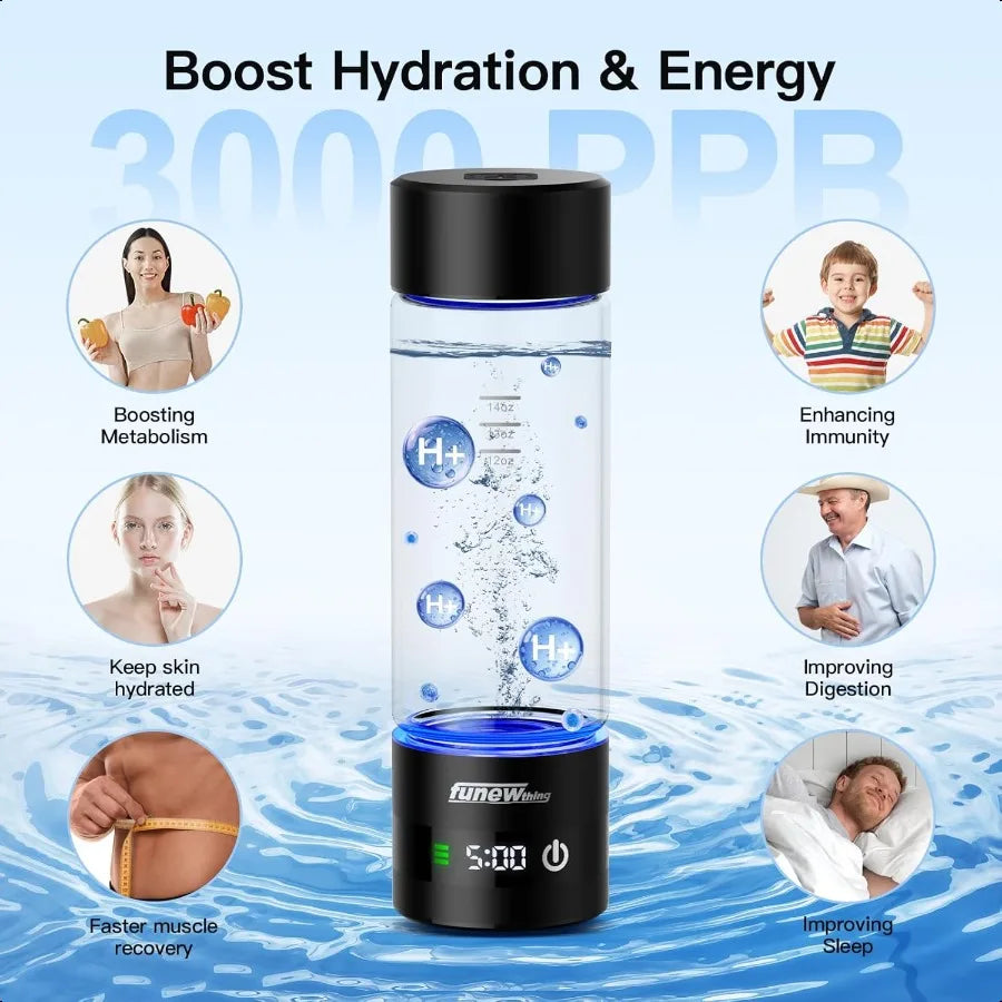 Hydrogen Water Bottle With Led Display Portable Ionizer SPE PEM