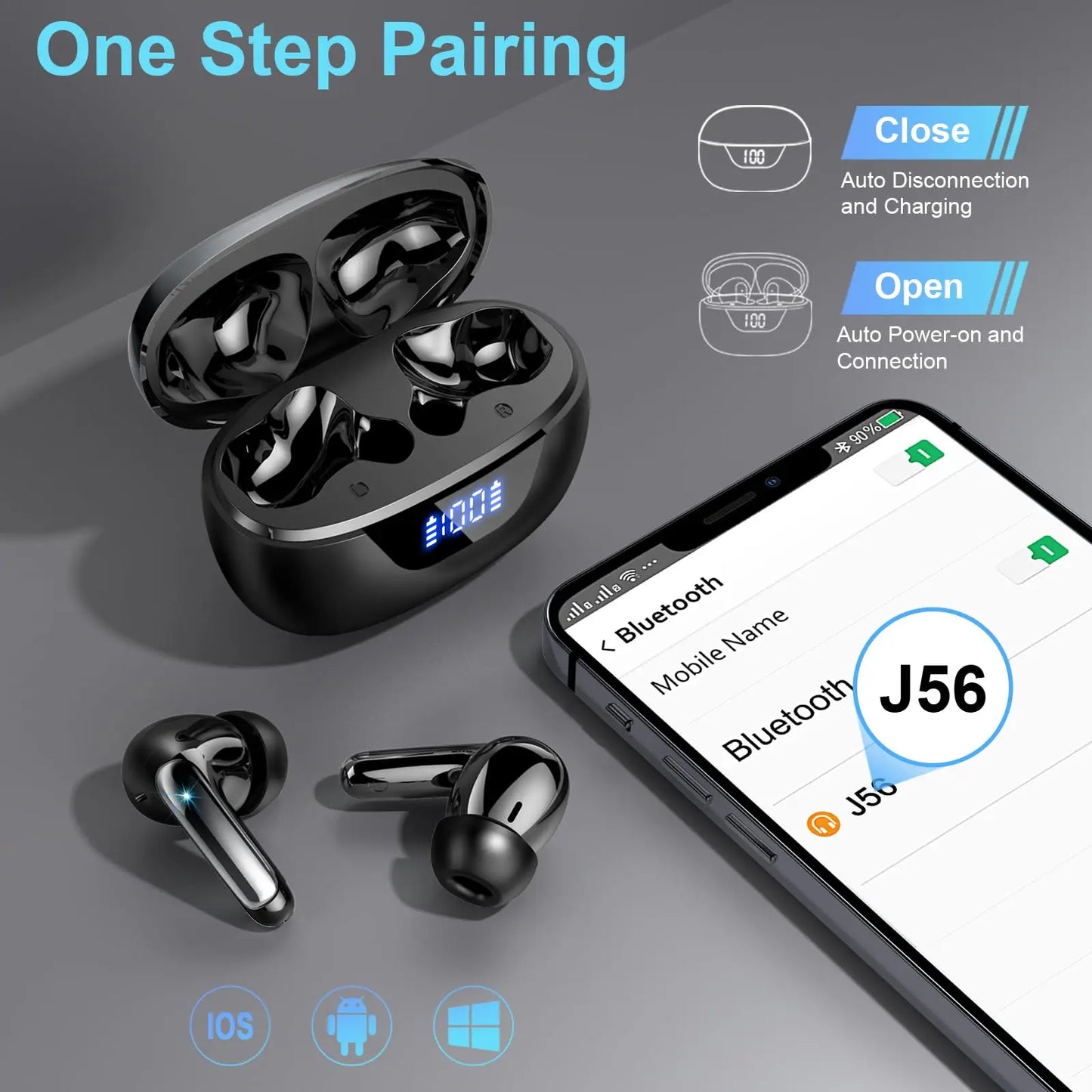 Jxrev Wireless Earbuds Bluetooth 5 3 Stereo With ENC Mic 48H