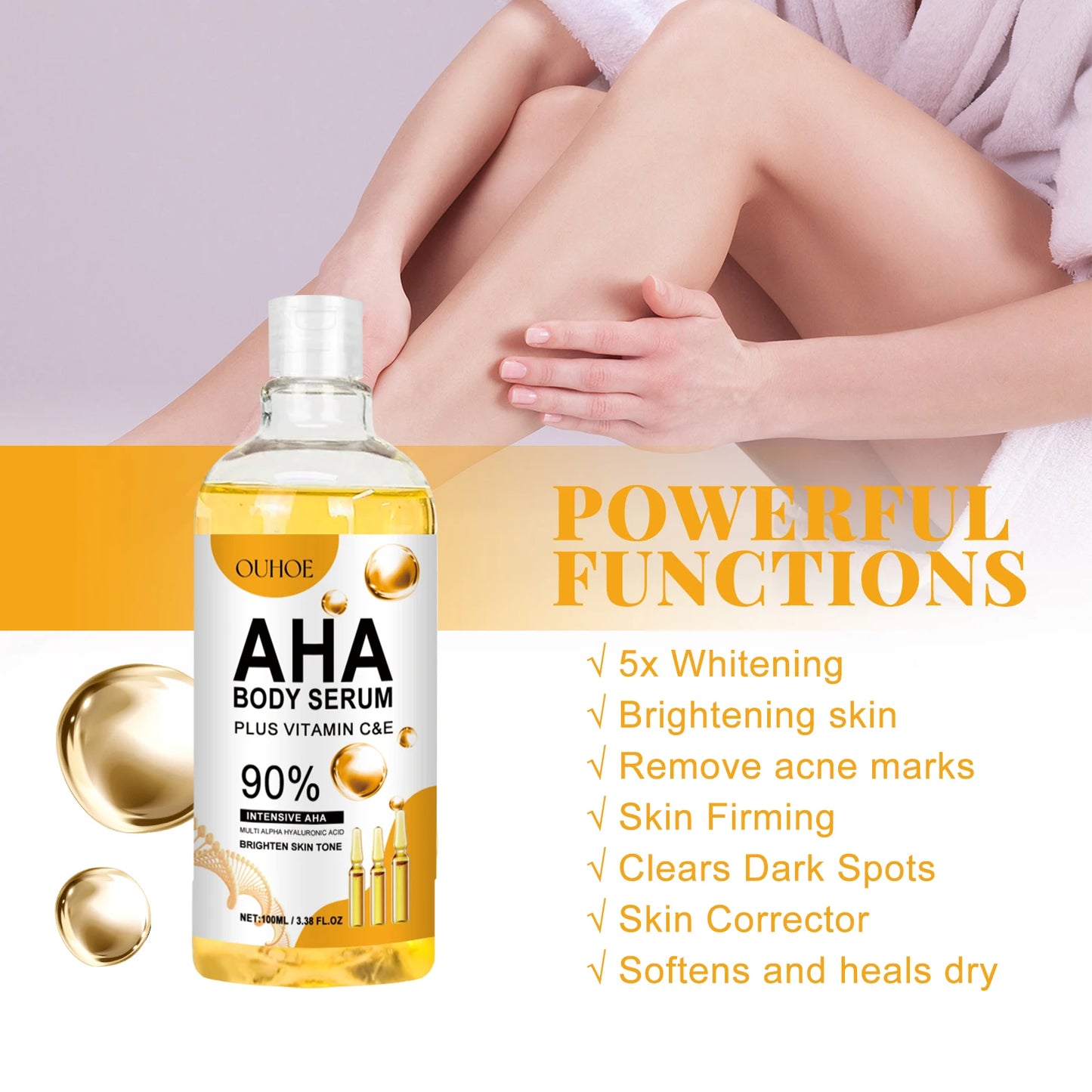 Ouhoe AHA Body Serum Collagen Moisturizing Pore Repair Spots Eraser