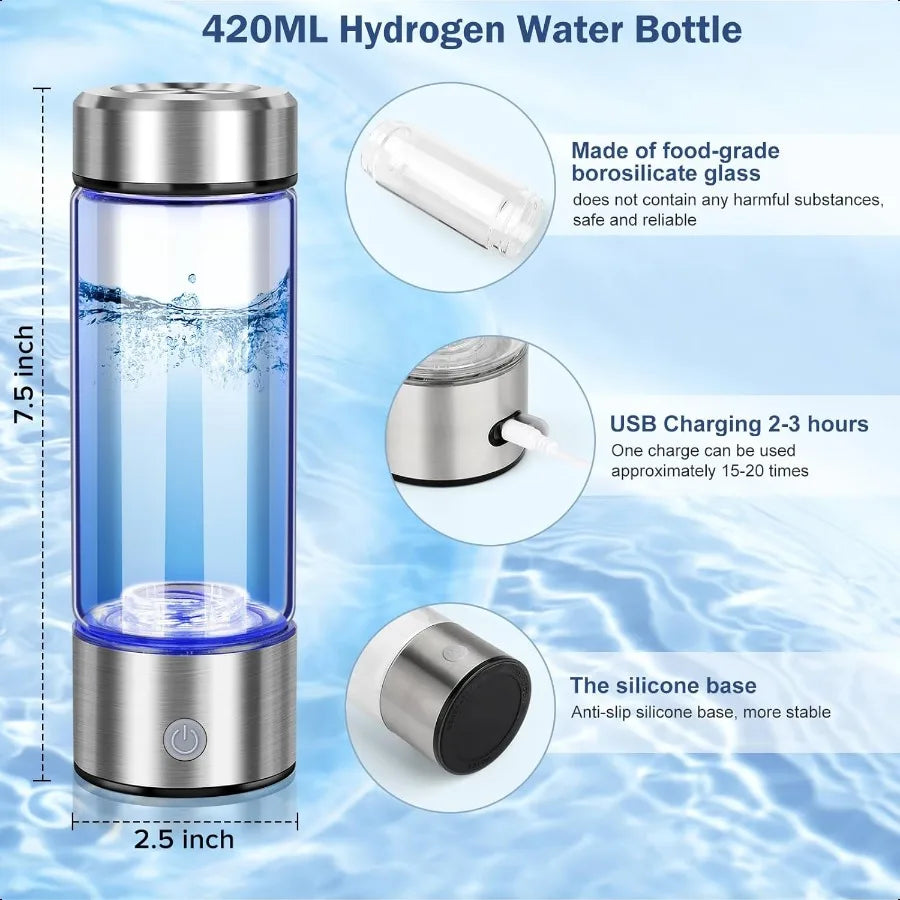 Hydrogen Water Bottle Ionizer With SPE PEM Tech Portable