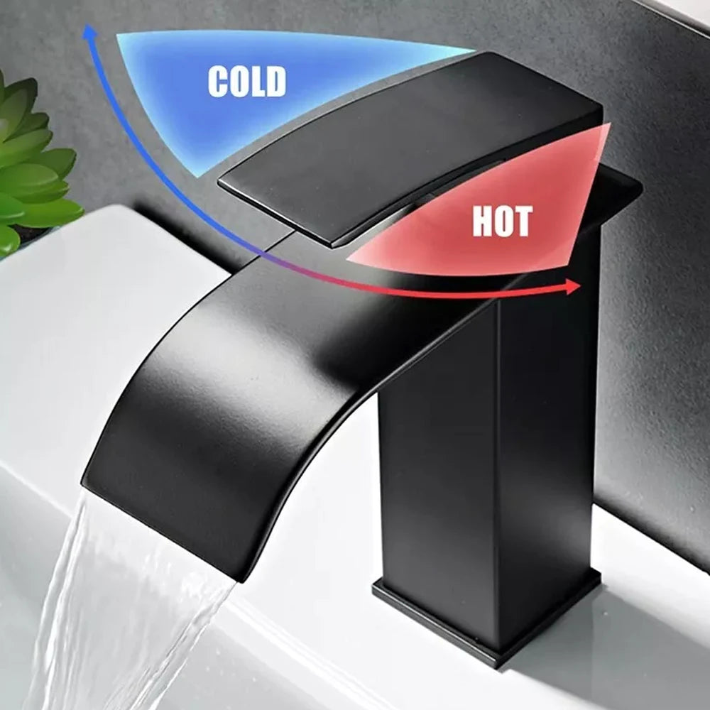 MYQualife Waterfall Bathroom Faucet Single Handle for Vessel Sink