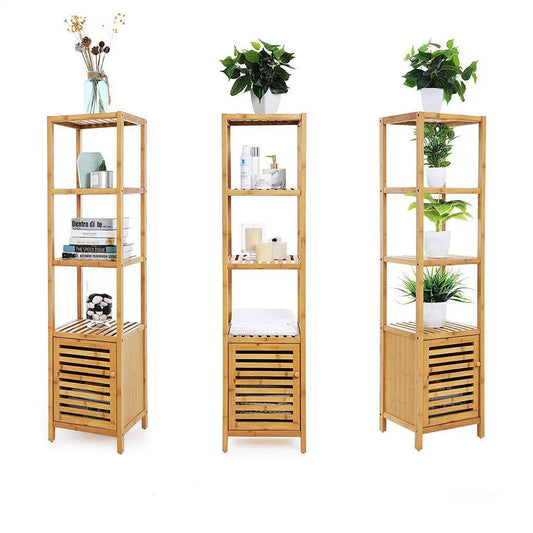 Bamboo Freestanding Bathroom Cabinet Storage Shelf 5 Tier Organizer