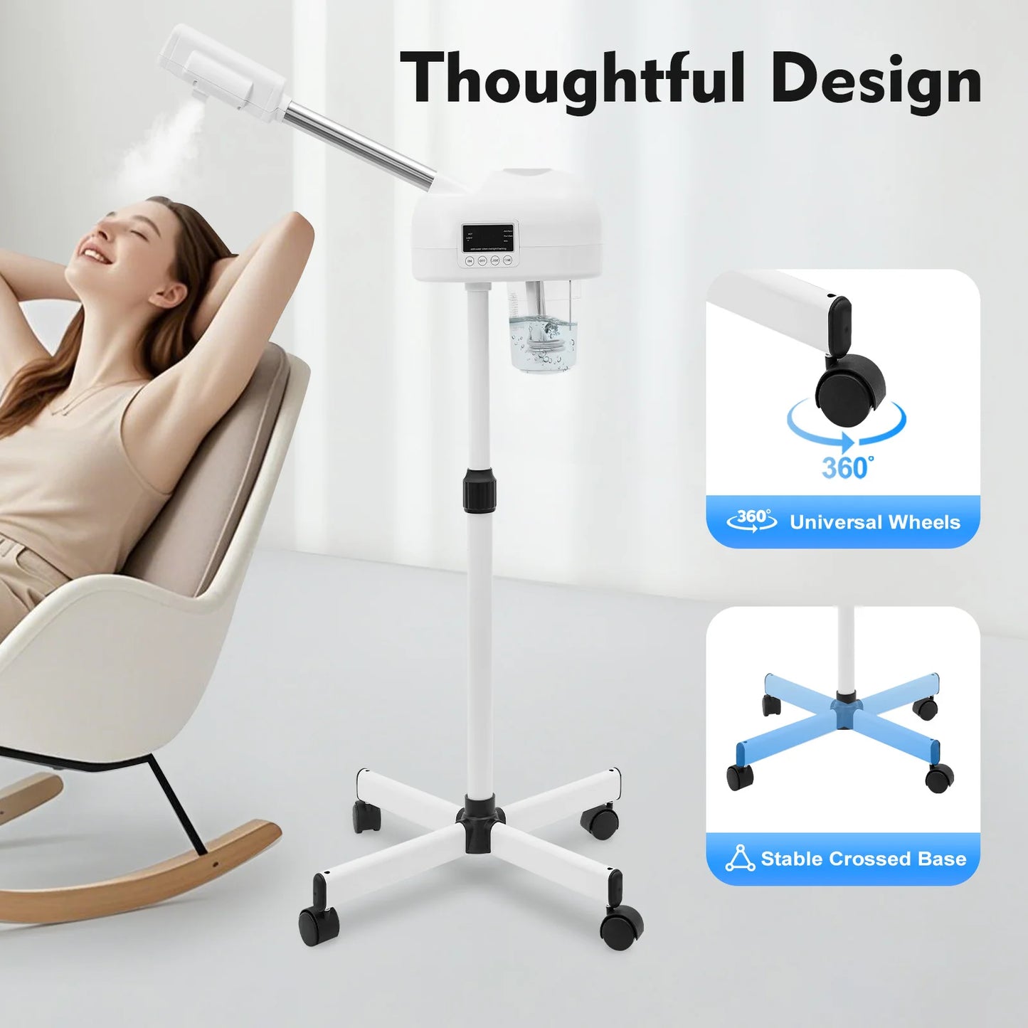 Bymaocar Professional Facial Steamer Machine On Wheels For Skin Rejuvenation