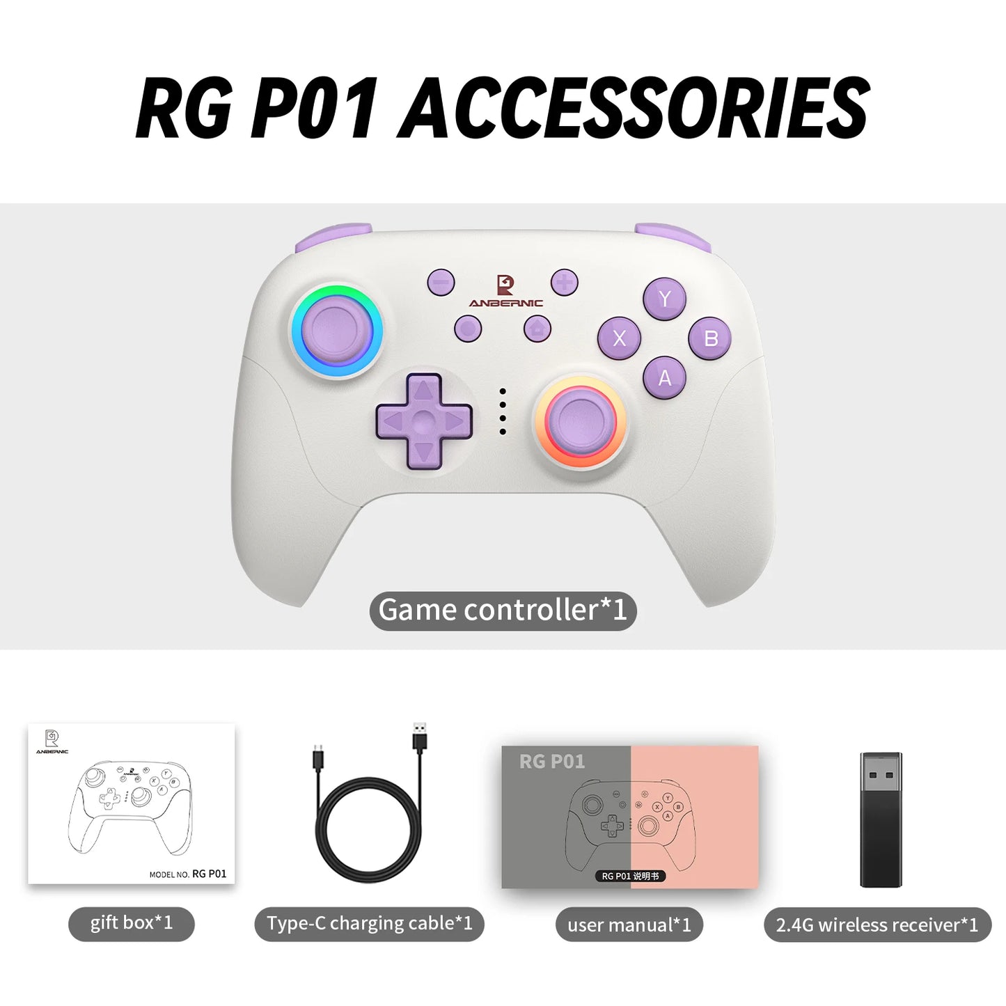 Anbernic RG P01 Retro Games Controller Wired Wireless Gamepad