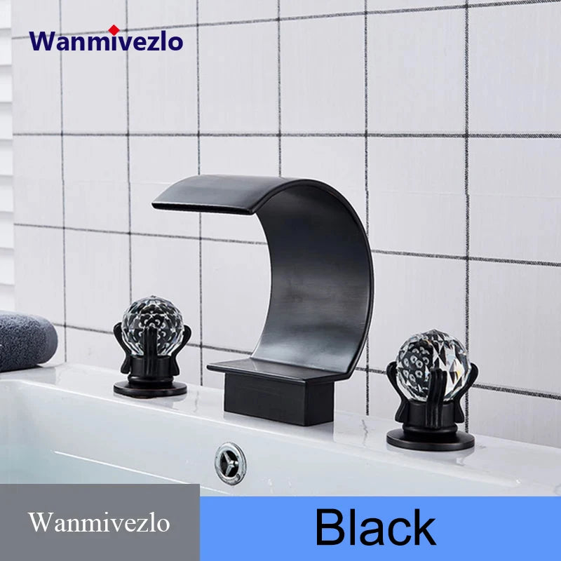 Wanmivezlo Waterfall Bathroom Basin Faucet Deck Mounted Dual Handle
