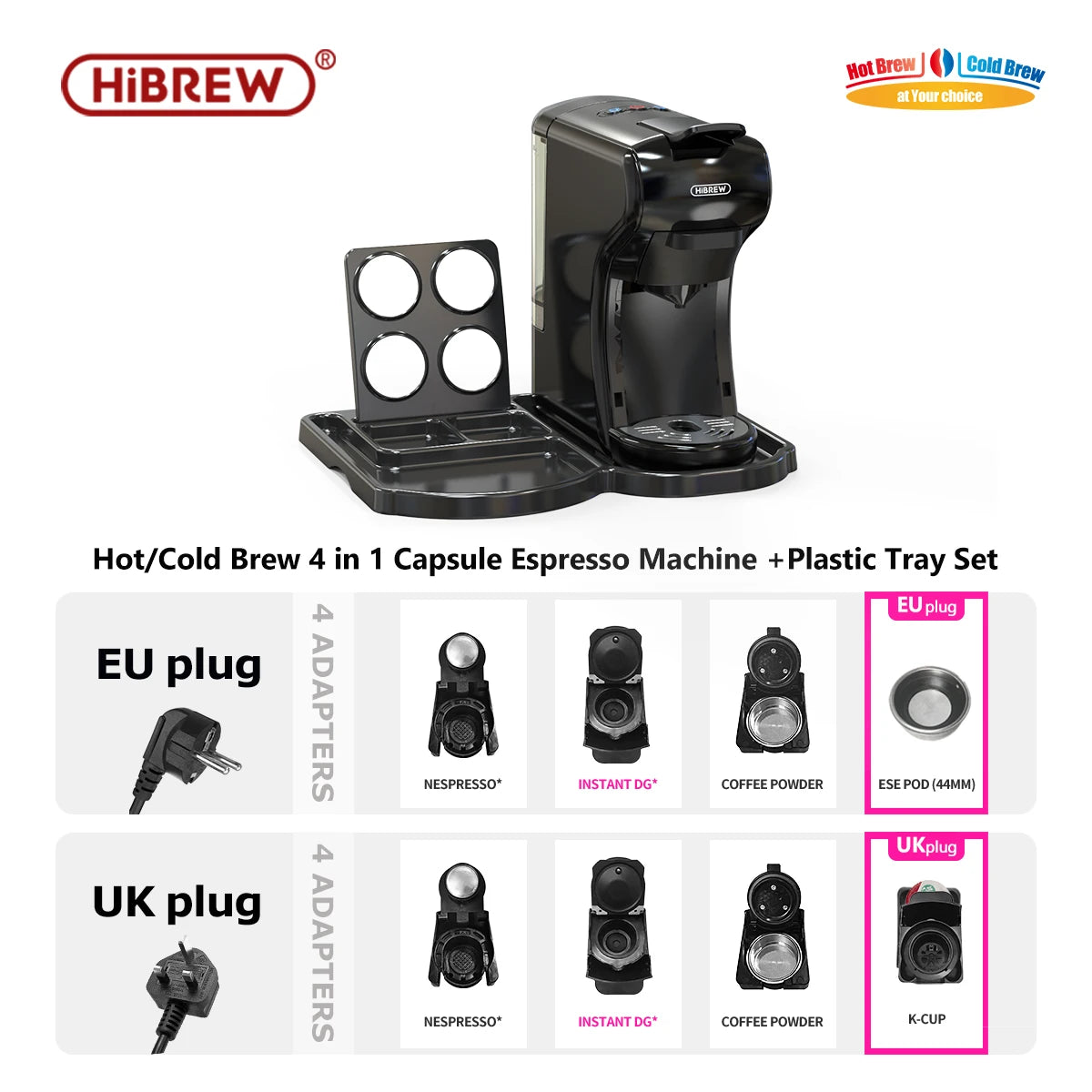 HiBREW Espresso Coffee Machine 19 Bar Capsule Pod Coffee Maker