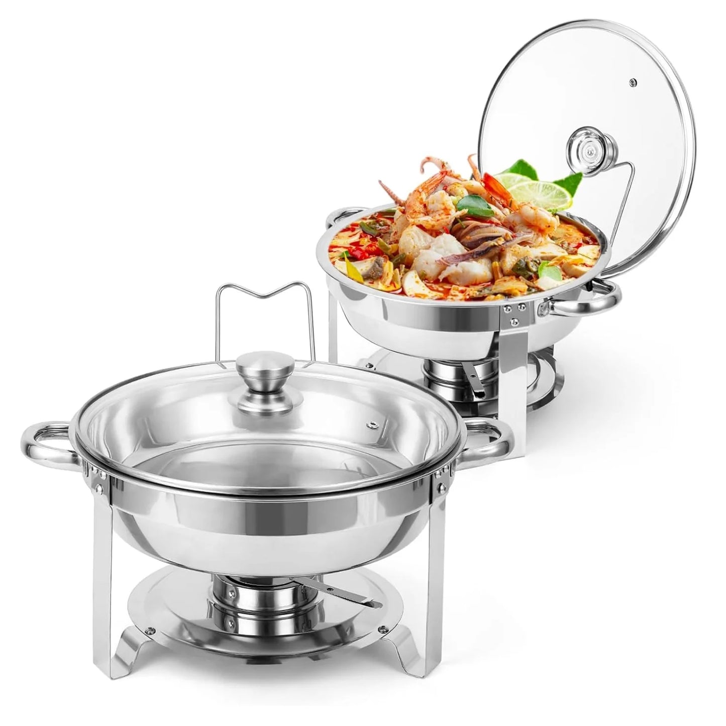 Feature Chafing Dish Buffet Set 5 Quart Warmers With Lids