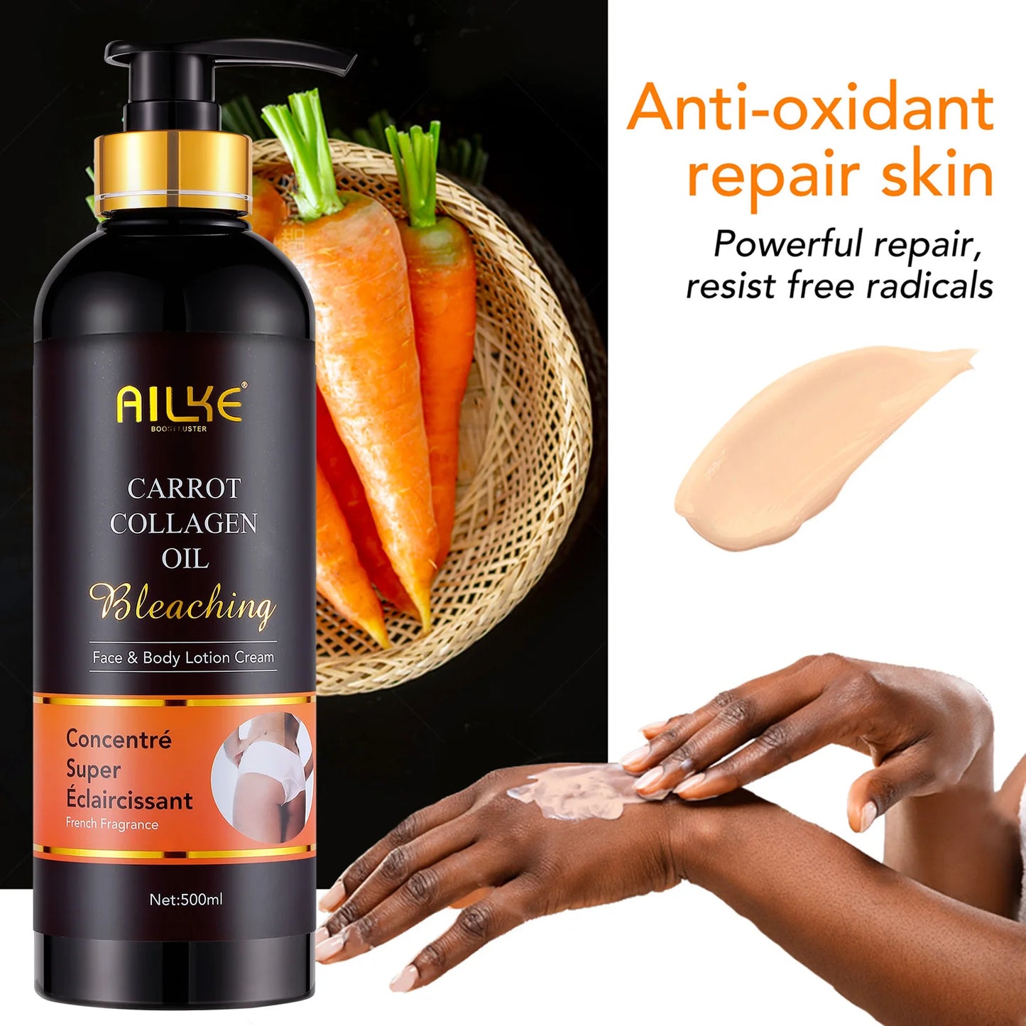 AILKE Whitening Body Lotion With Collagen And Carrot Oil