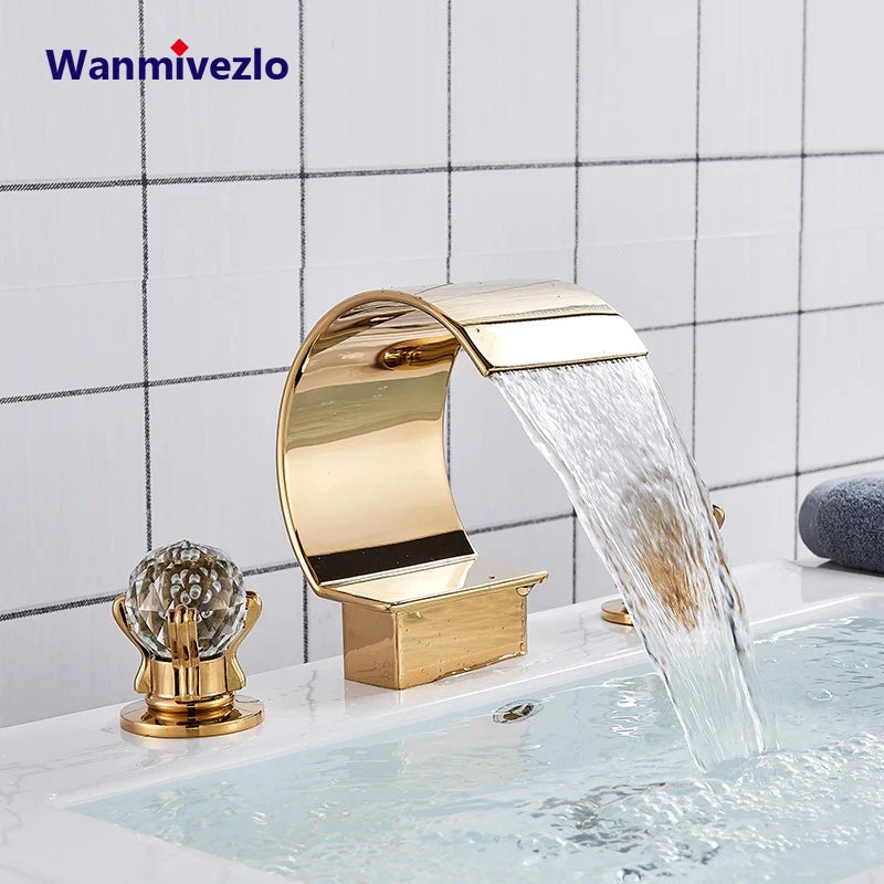 Wanmivezlo Waterfall Bathroom Basin Faucet Deck Mounted Dual Handle