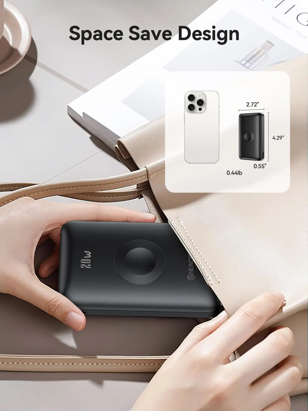 Newdery 10000mAh Magnetic Wireless Power Bank For Apple Watch Series 9 8 7 6 5 4 Ultra 2 And iPhone 16 15 Galaxy Phones