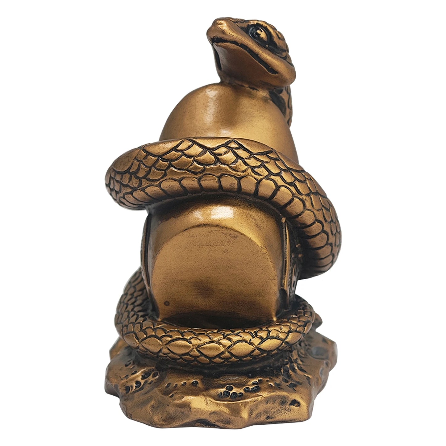 Feng Shui Chinese Zodiac Snake Embracing Gold Ingot Statue