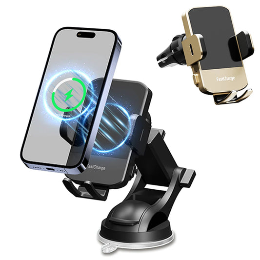 Wireless Car Charger Phone Holder 15W Fast Charge Mount