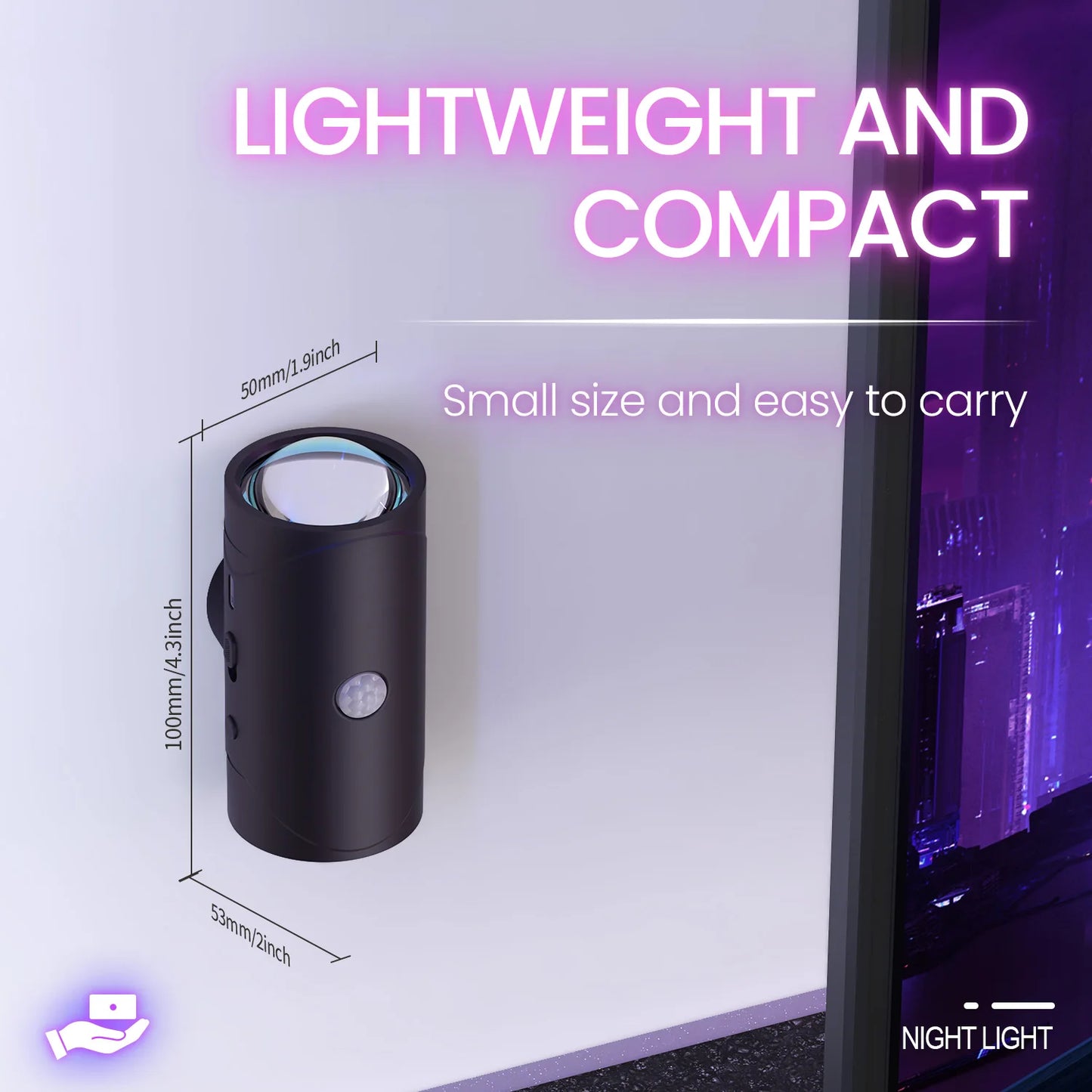 Aiopp LED Motion Sensor Wall Light Rechargeable Cordless With 8 Lighting Effects