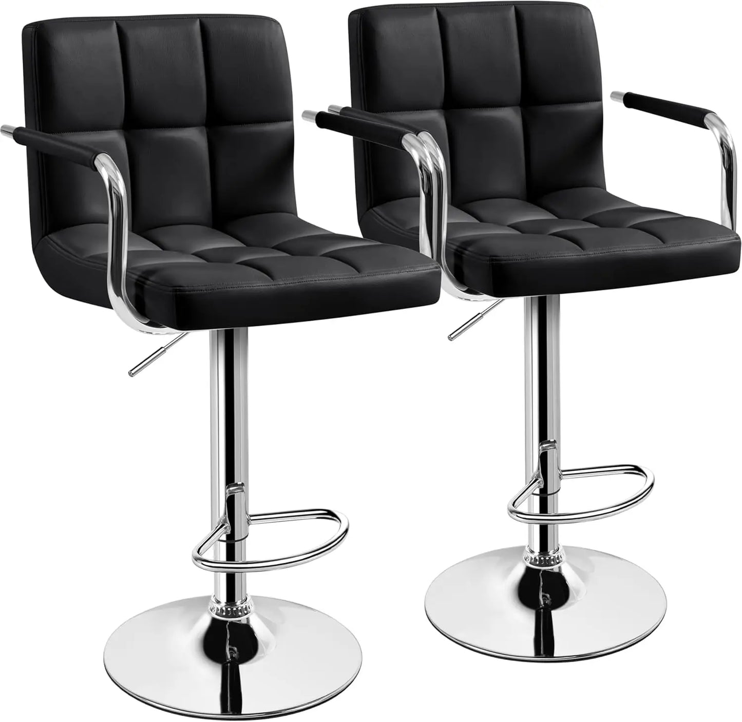 XMSJ Bar Stools Set Of 2 PU Leather Adjustable Swivel