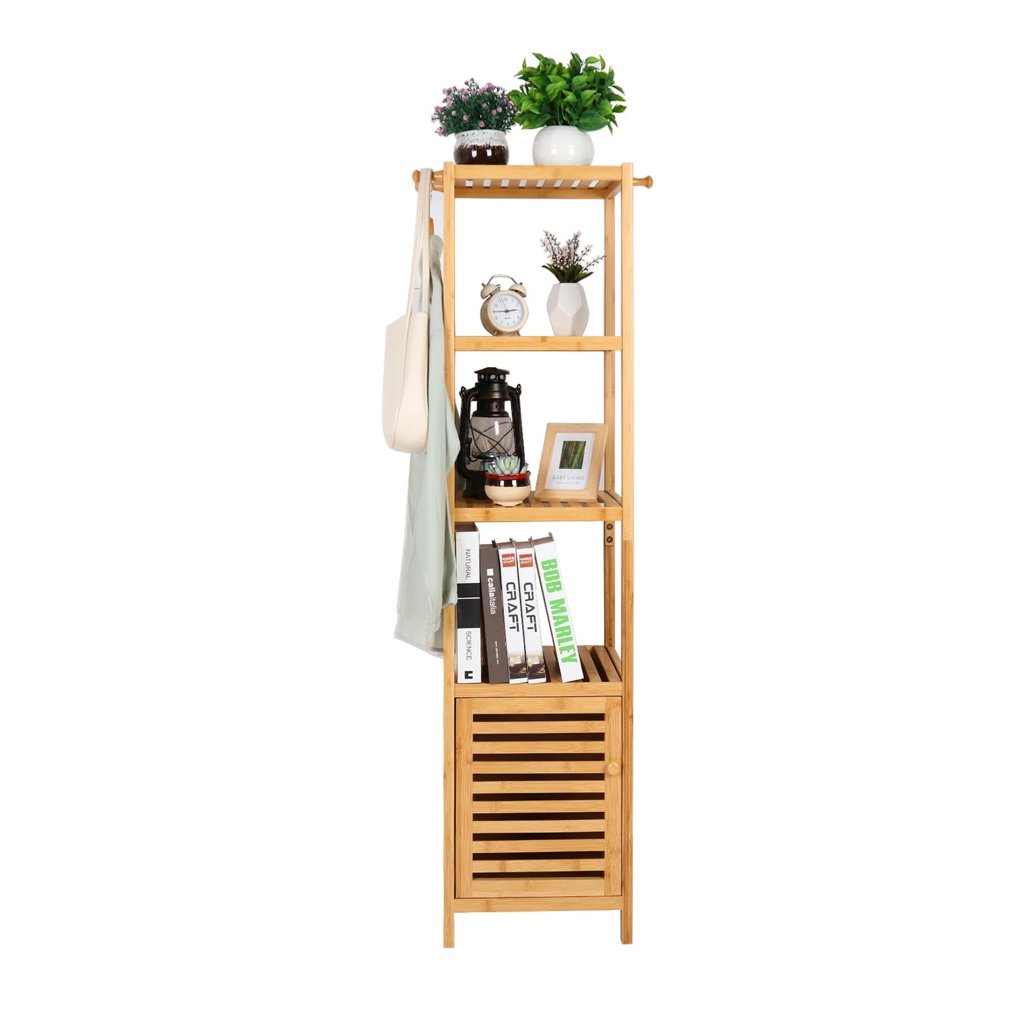 Bamboo Freestanding Bathroom Cabinet Storage Shelf 5 Tier Organizer
