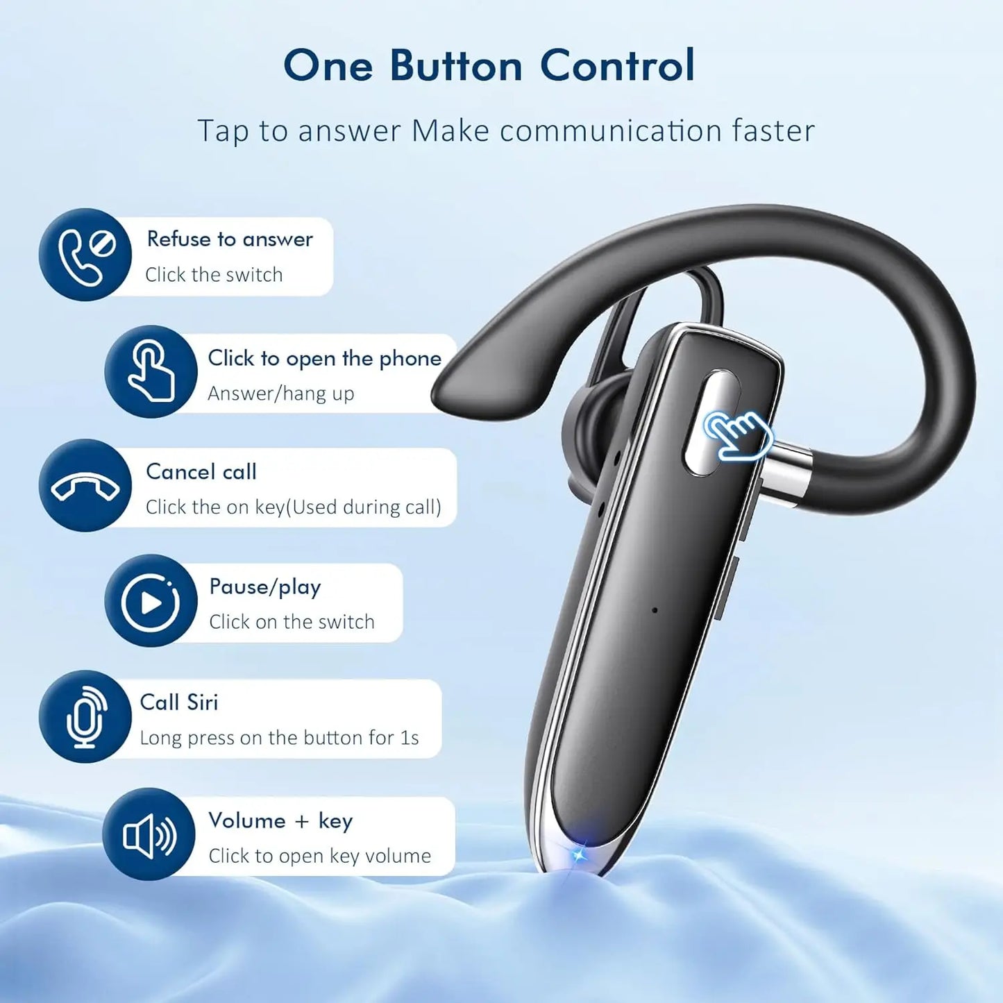 SHUKE Bluetooth Headset Wireless Earphones With 8 Hour Talk