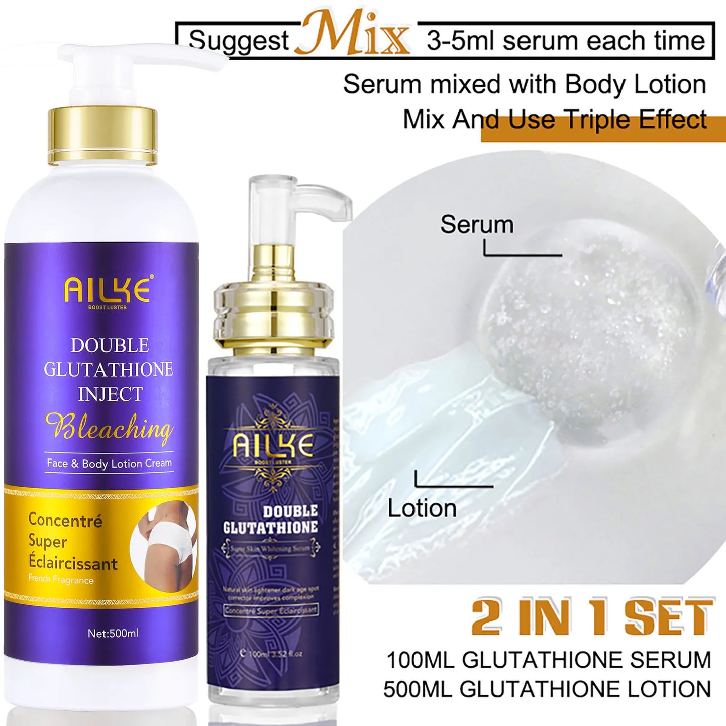 AILKE 5-In-1 Glutathione Skin Care Kit for Women Brightening