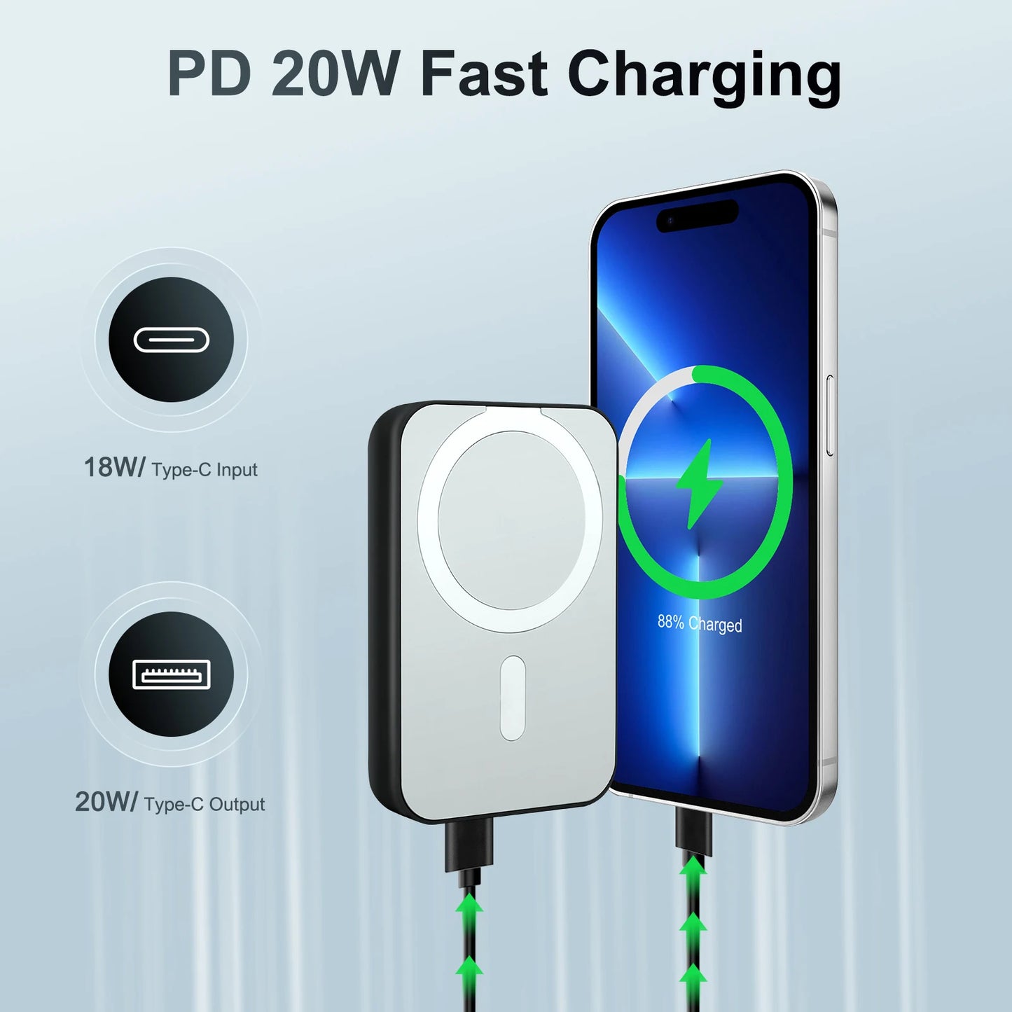 Magnetic Wireless Power Bank 10000mAh PD20W LED Display